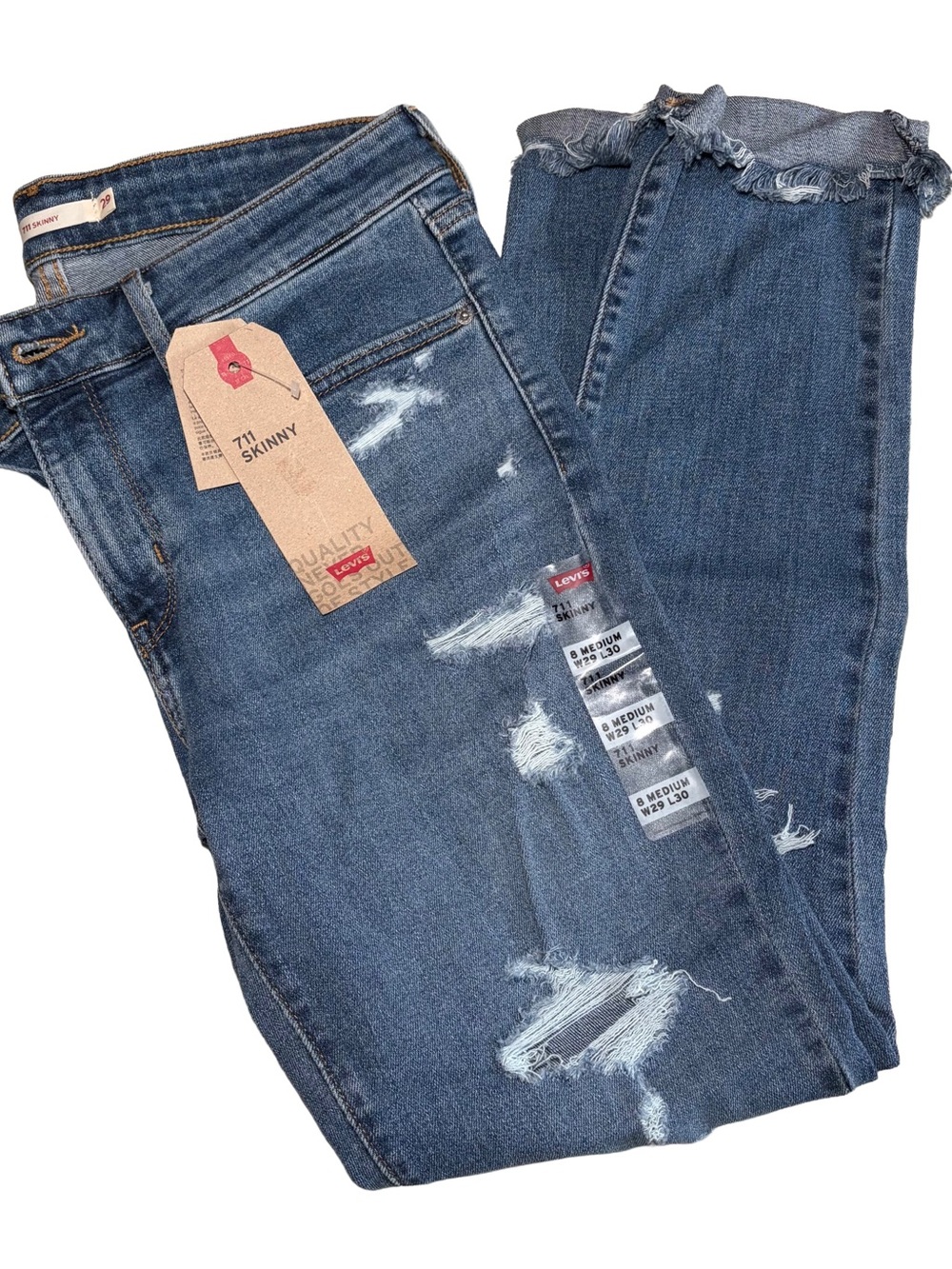 NWT Levi's 711 Skinny Jeans Distressed Medium Wash Women’s 8